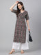 Black Cotton Geometric Printed Straight Kurta
